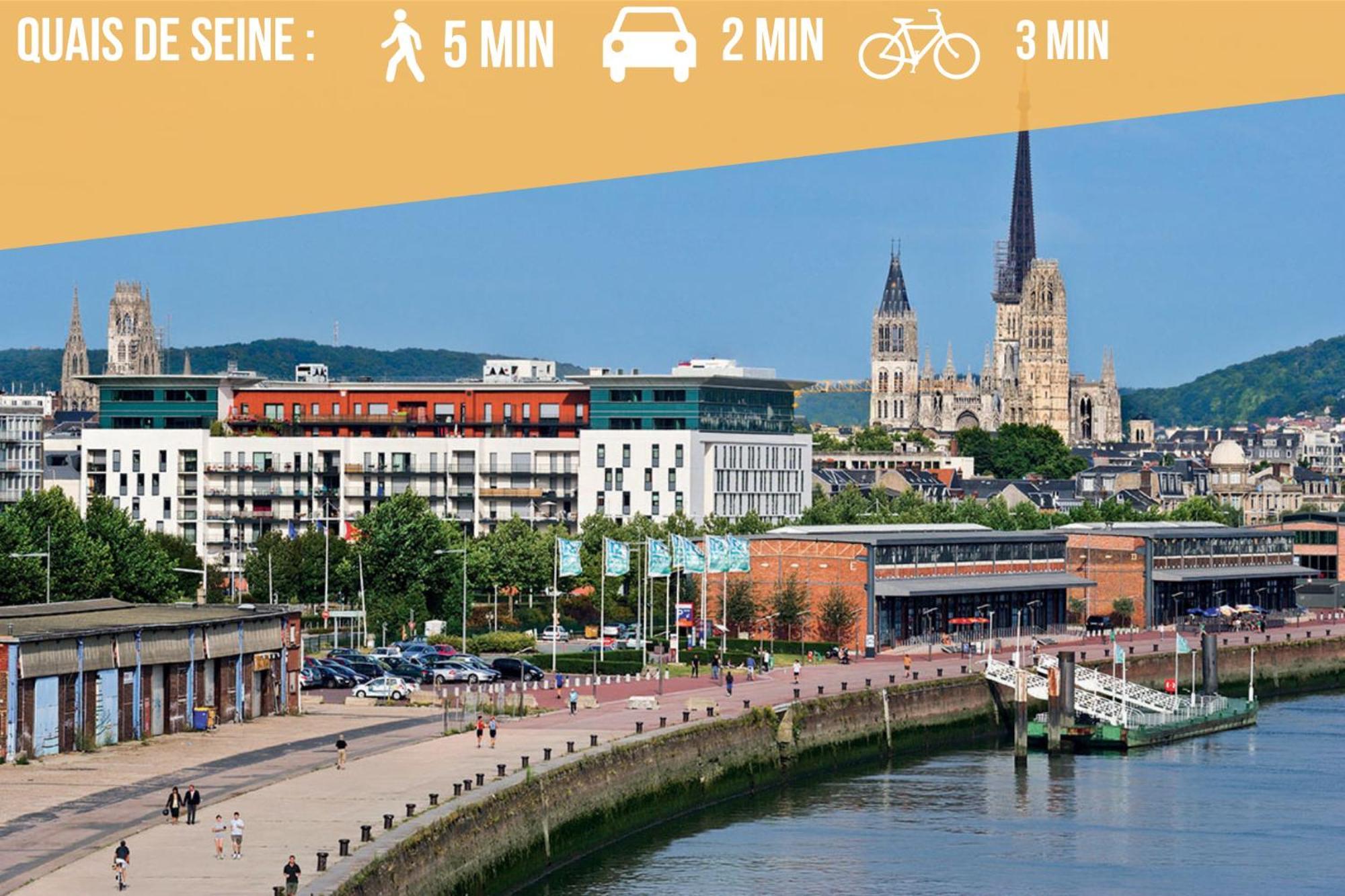 Ferienwohnung Rouen : Vue Panoramique Sur La Seine Avec Parking Exterior foto